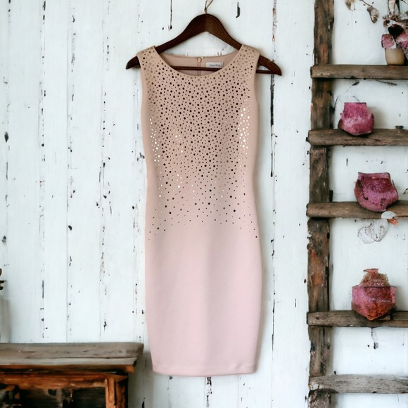 Calvin Klein Blush Rose Mirror Design Dress Size 6 - Picture 4 of 10